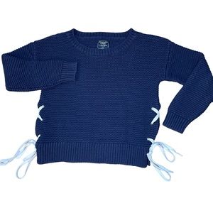 Abercrombie & Fitch Women’s Navy Blue Size Small Side Tie Heavy‎ Sweater Sexy